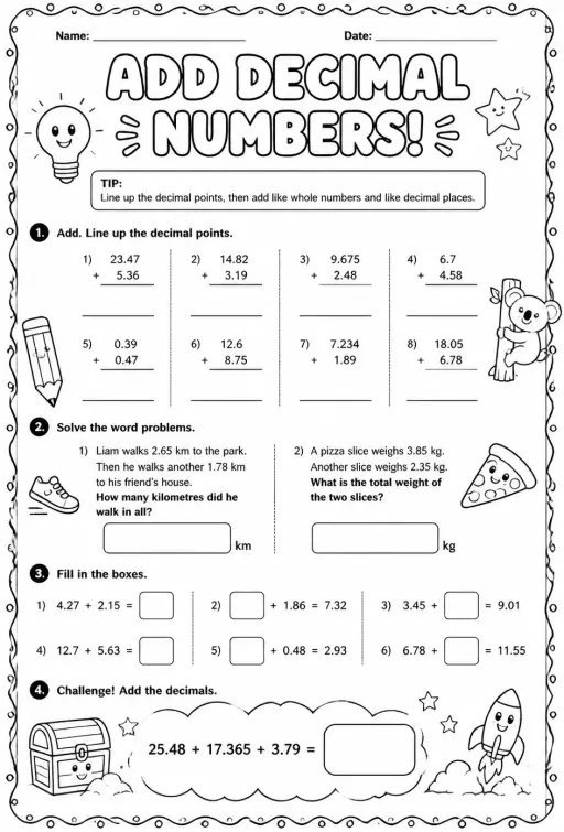 Add decimal numbers