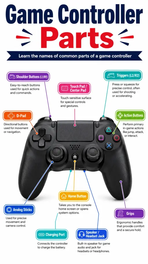Game Controller Parts Infographic