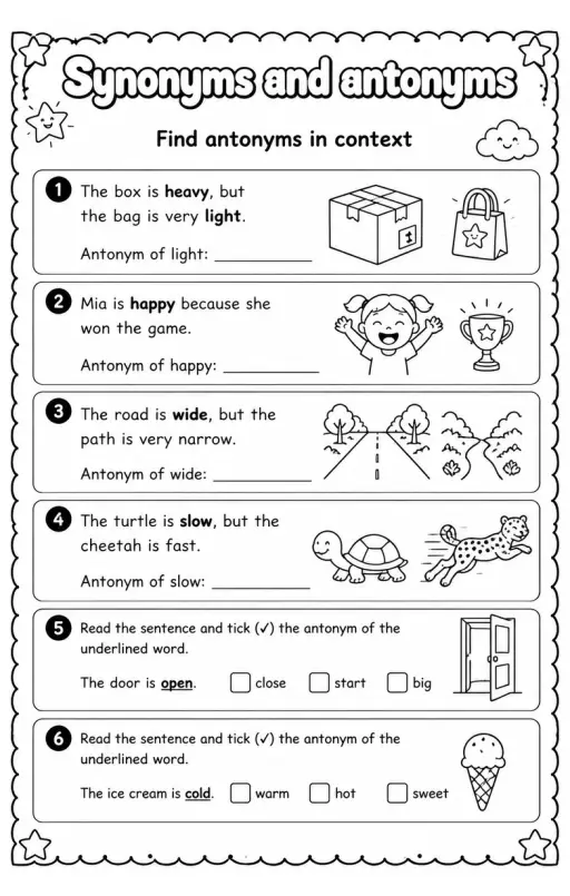 Find antonyms in context
