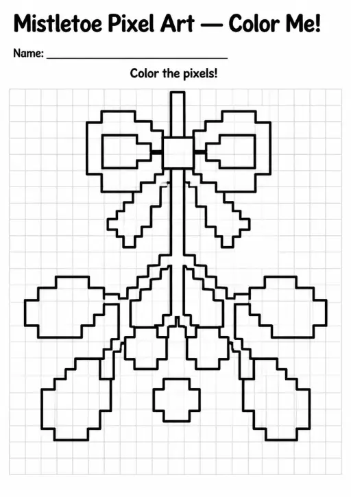 Mistletoe Pixel Art Coloring Page
