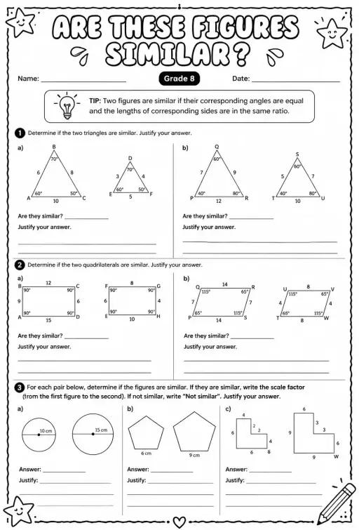Determine if two figures are similar: justify your answer