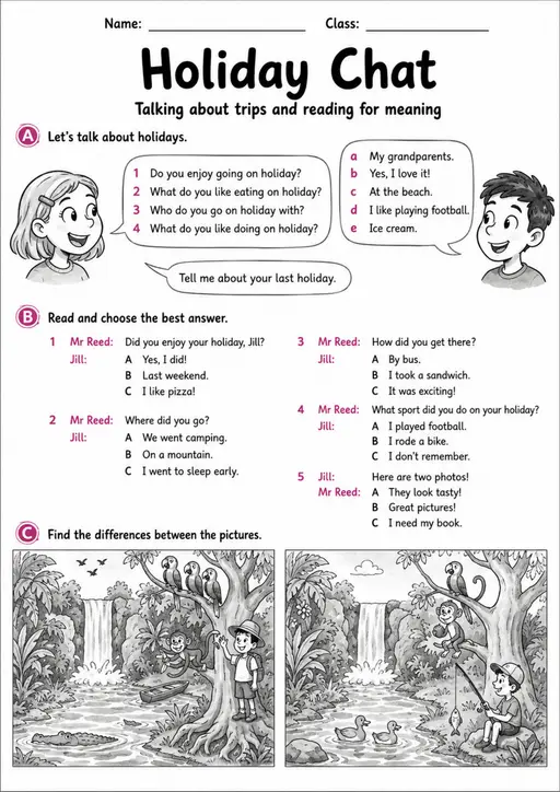 Cambridge MOVERS - Holiday Chat | Free Worksheet