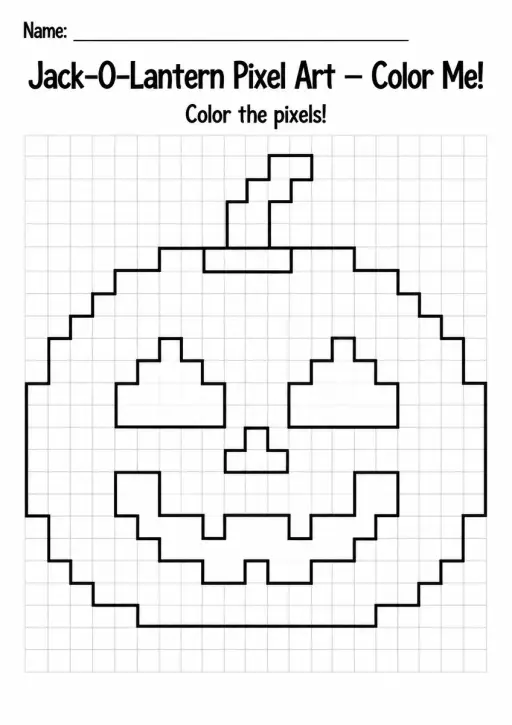 Jack-O-Lantern Pixel Art Coloring Page