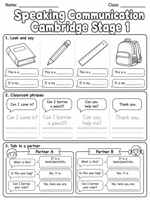 Speaking Communication Cambridge Stage 1