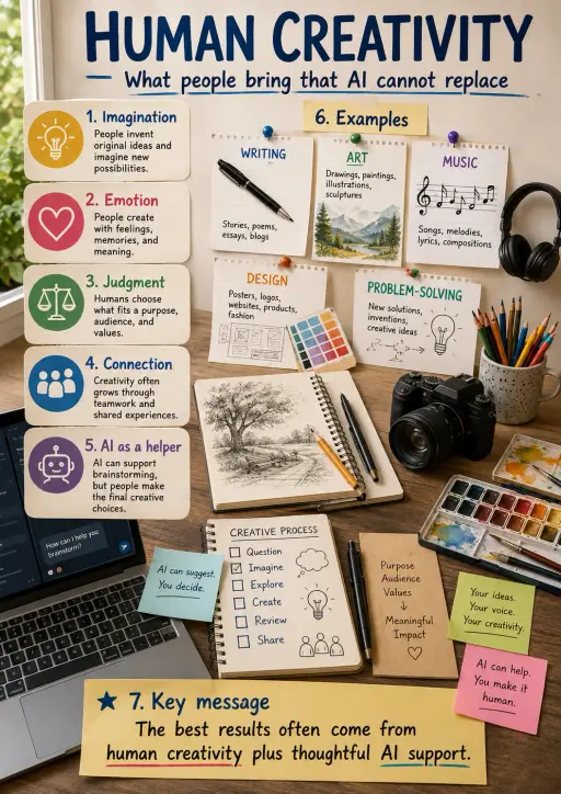 Human creativity AI Literacy Infographic