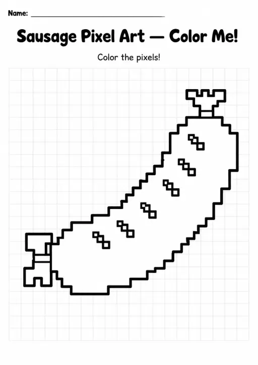 Sausage Pixel Art Coloring Page