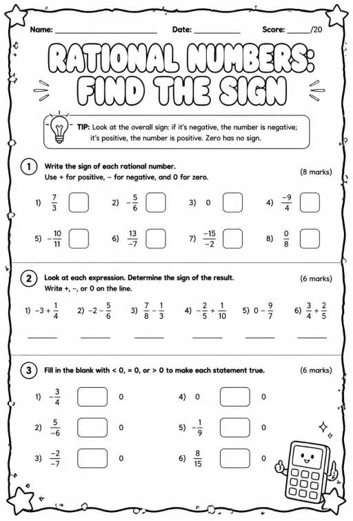 Rational numbers: find the sign
