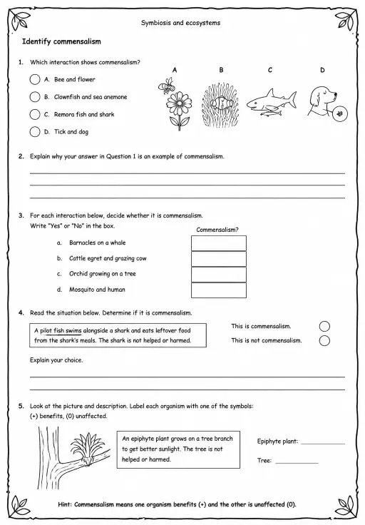 Identify commensalism