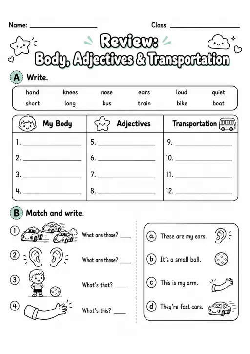 Review | Grade 2 English Language Arts Worksheet