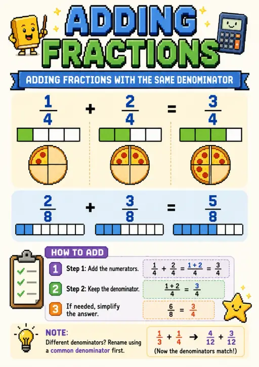 Adding Fractions Infographic