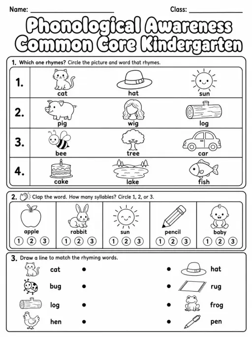 Phonological Awareness Common Core Kindergarten