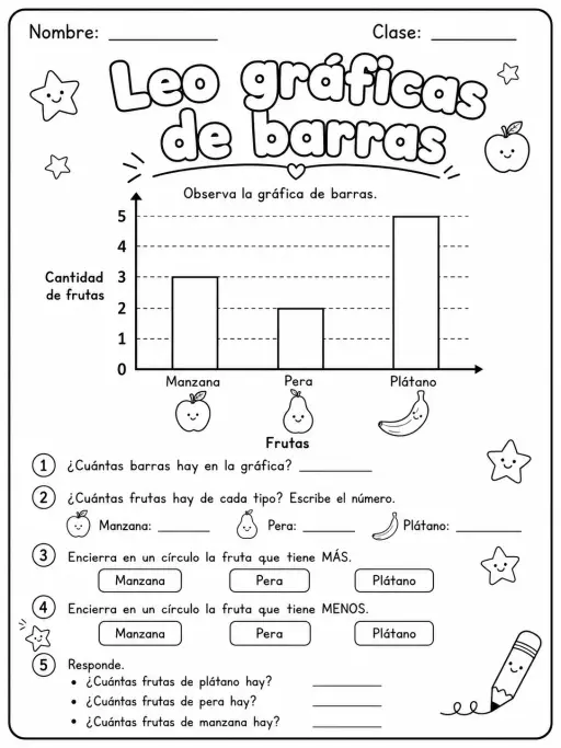 2.º grado - datos, tablas y gráficas - Paquete de fichas