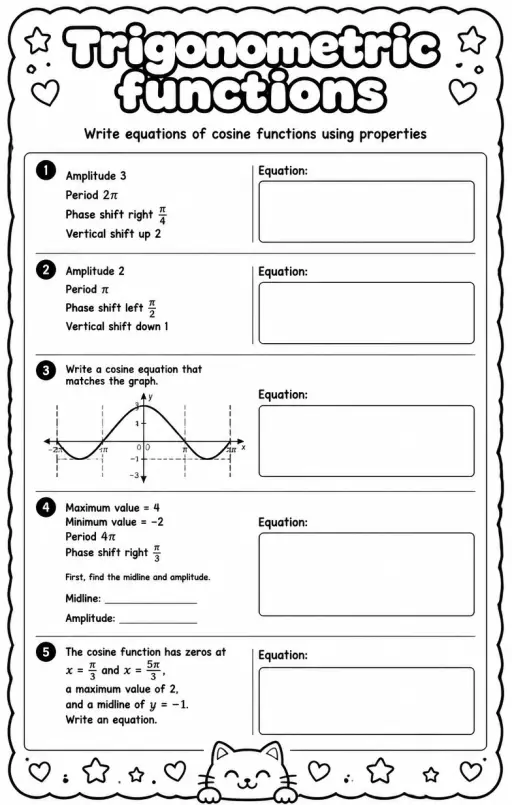 Write equations of cosine functions using properties