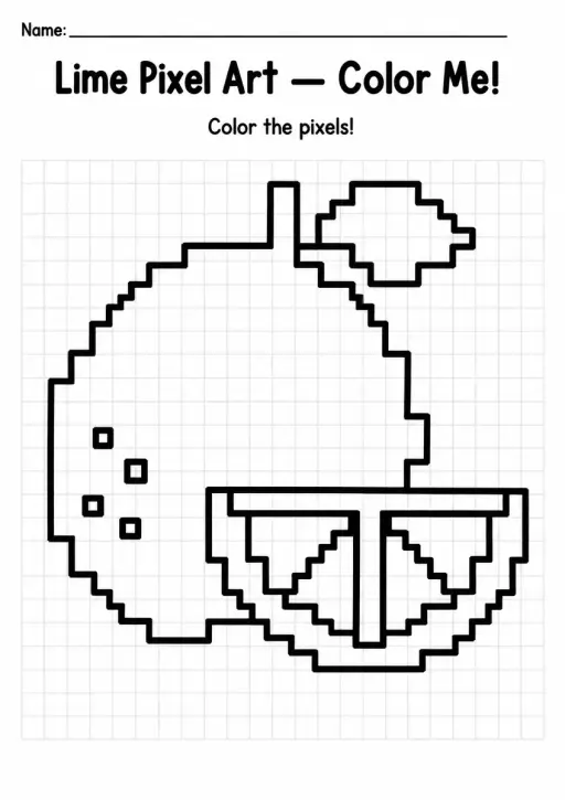 Lime Pixel Art Coloring Page