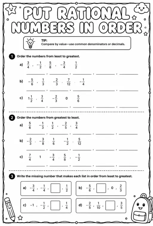 Put rational numbers in order