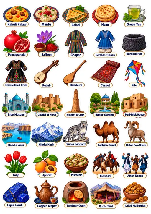 Countries Afghanistan to Bahamas Vocabulary Sticker Pack