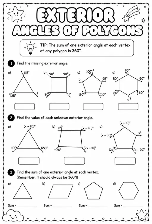 Exterior angles of polygons