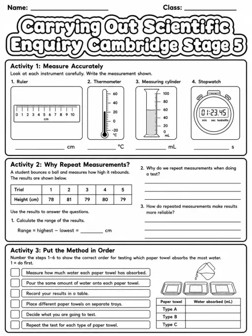 Carrying Out Scientific Enquiry Cambridge Stage 5