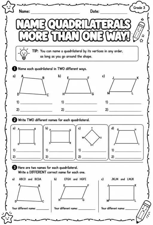 Name quadrilaterals more than one way