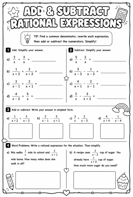 Add and subtract rational expressions