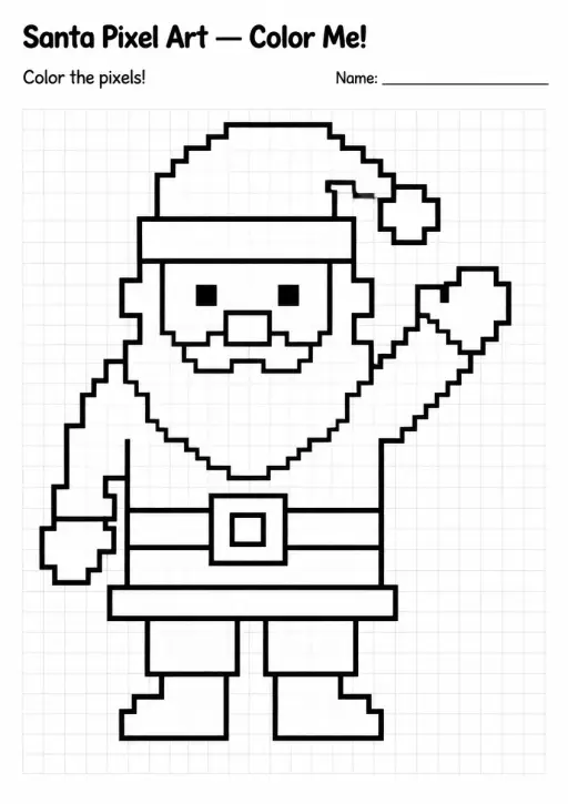 Santa Pixel Art Coloring Page