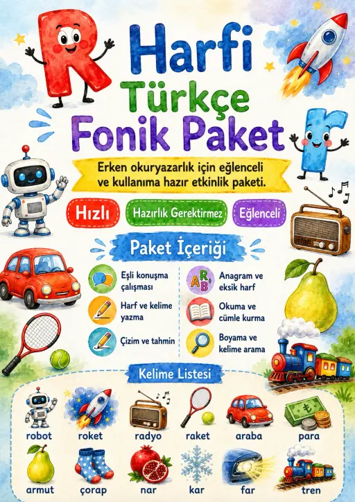 Turkish Letter R Phonics Worksheets Pack