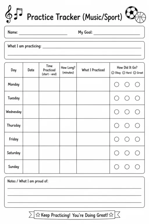 Practice Tracker (Music/Sport)