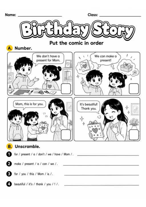 Birthday Story | Grade 2 Reading Worksheet