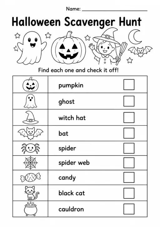Halloween Scavenger Hunt — Grade 1