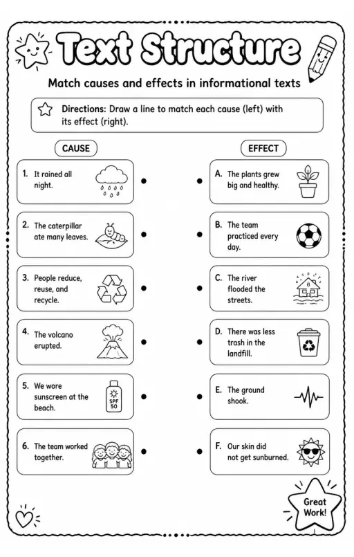 Match causes and effects in informational texts