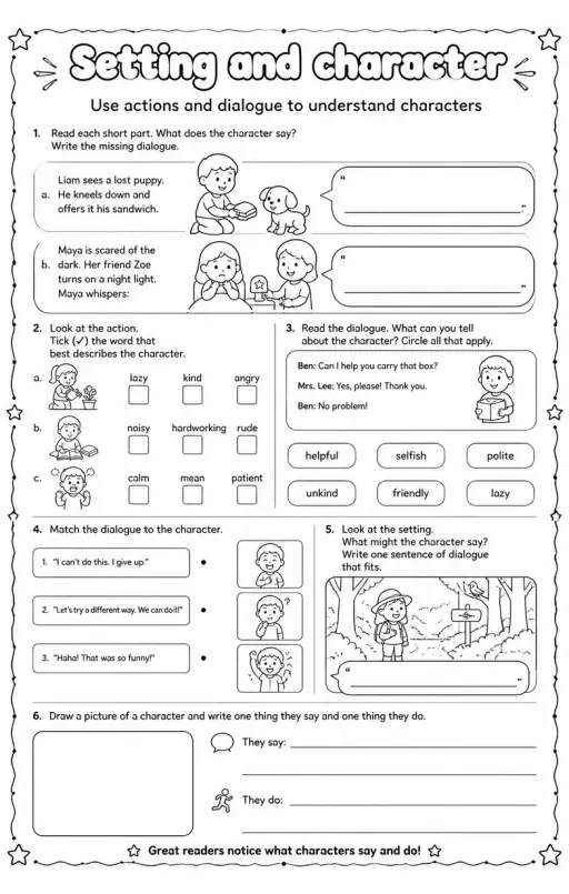 Use actions and dialogue to understand characters