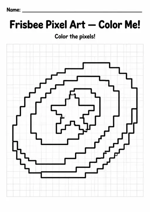 Frisbee Pixel Art Coloring Page