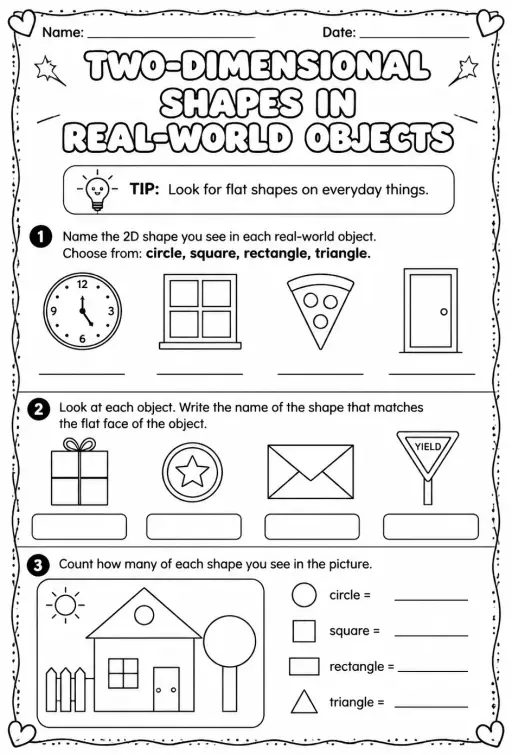 Two-dimensional shapes in real-world objects
