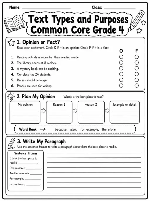 Text Types and Purposes Common Core Grade 4