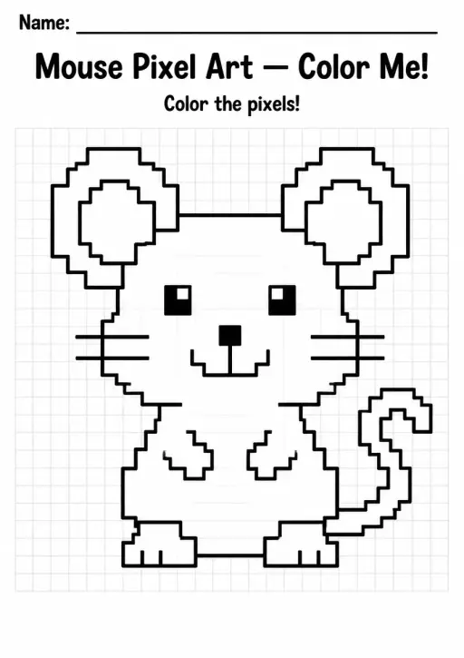 Mouse Pixel Art Coloring Page