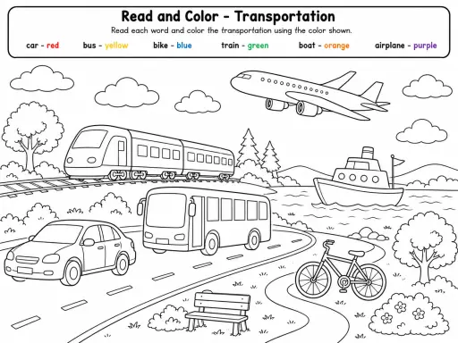 Grade 3 Read and Color Vocabulary Worksheet Pack - Set 2