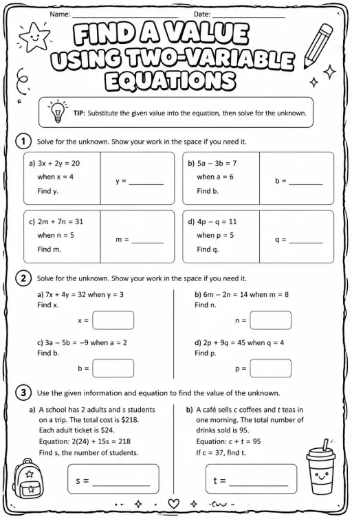 Find a value using two-variable equations