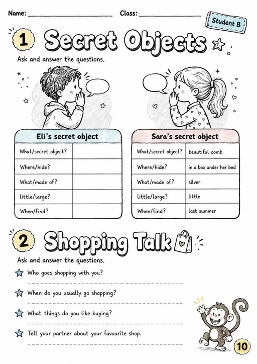 Cambridge Flyers - Secret Objects - Practice 2 | Free Worksheet