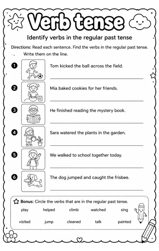 Identify verbs in the regular past tense
