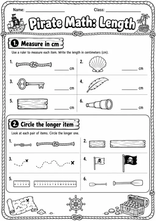 Pirate Math: Capacity and Volume Worksheet Pack