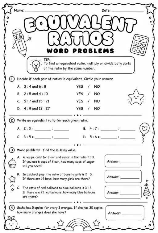 Equivalent ratios: word problems