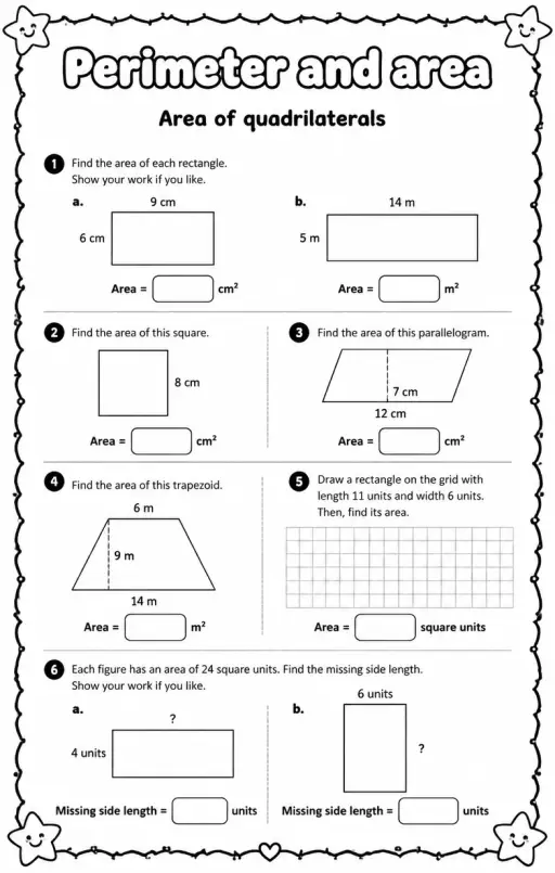 Area of quadrilaterals
