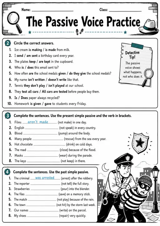 The Passive Voice Practice | Grades 5-6 Grammar Worksheet