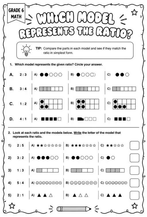 Which model represents the ratio?