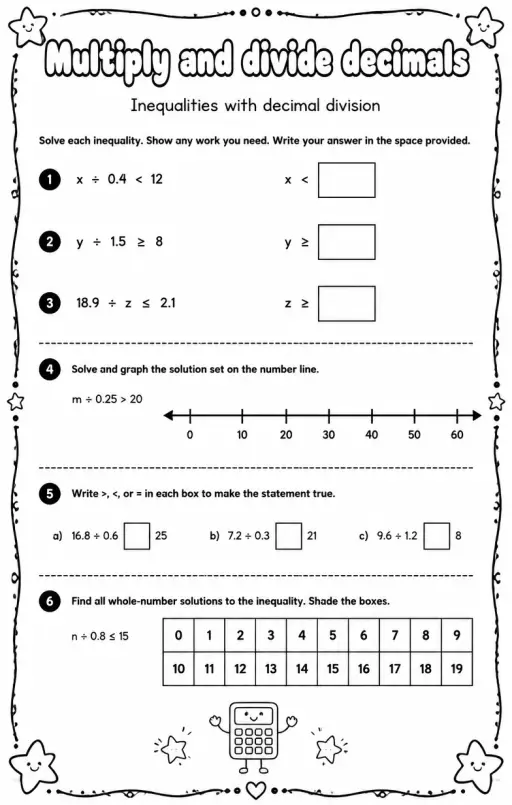 Inequalities with decimal division