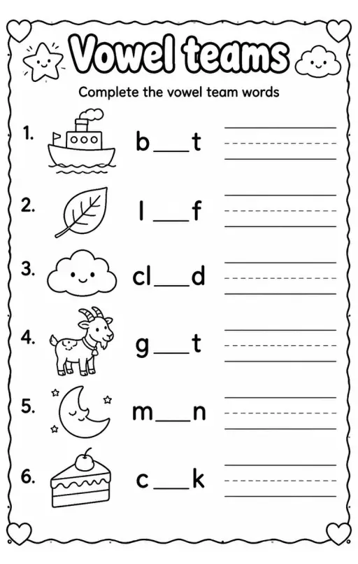 Complete the vowel team words