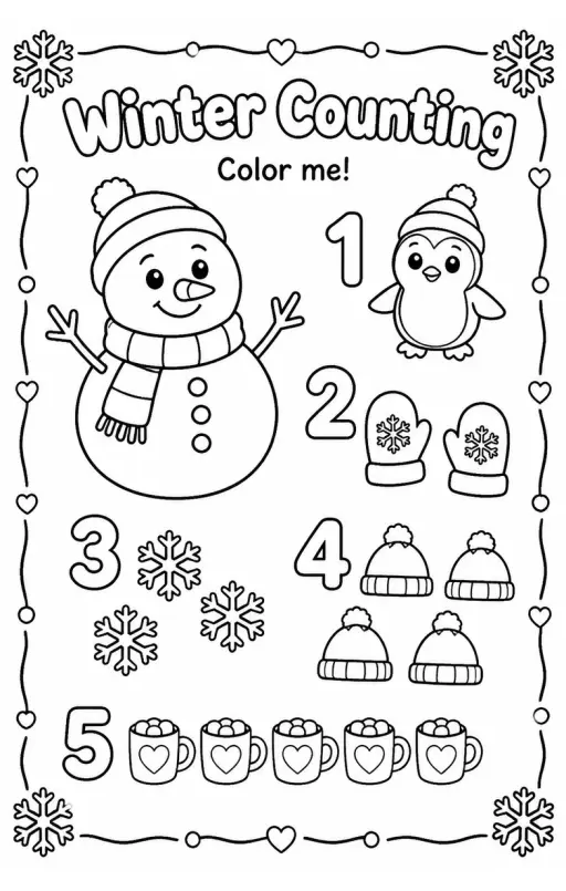 Winter Counting Coloring Page