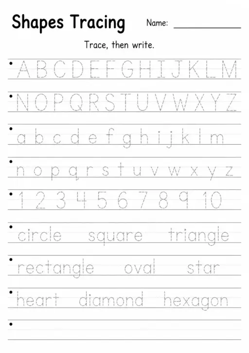 Shapes Tracing — Grade 1