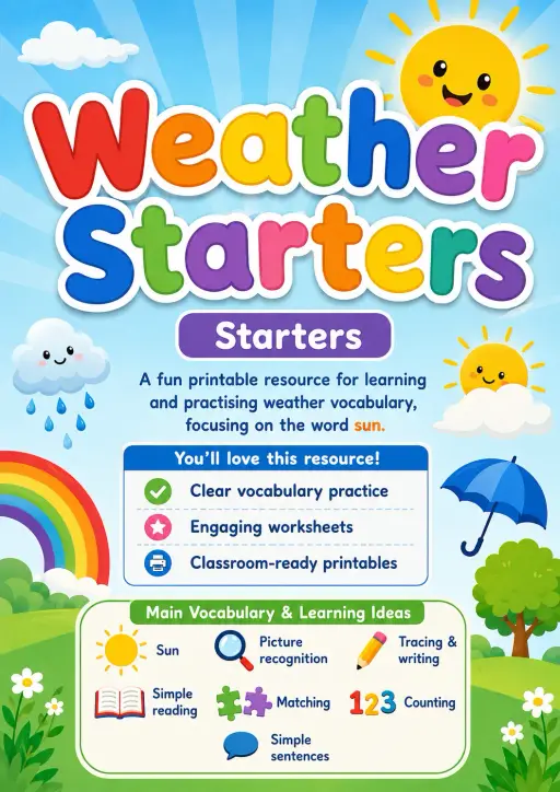 Weather Starters Vocabulary Worksheet Pack