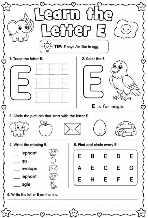 Learn the letter E